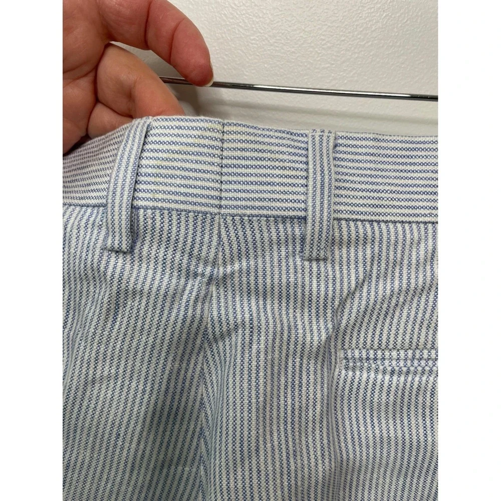 New Banana Republic Blue White Striped Linen Pleated Trousers 38 Beach Coastal